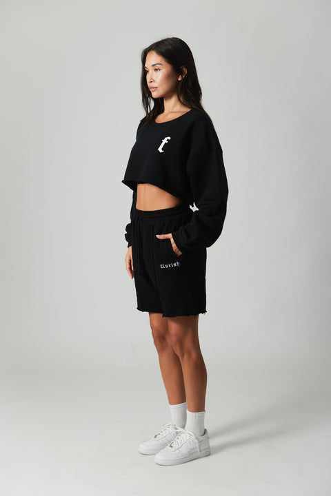 Womens Cropped Crewneck Sweater