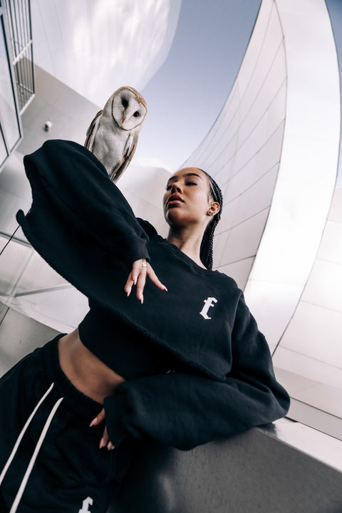 Womens Cropped Crewneck Sweater