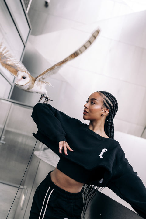 Womens Cropped Crewneck Sweater