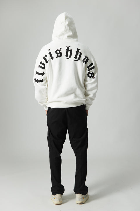 Mens White F Hoodie