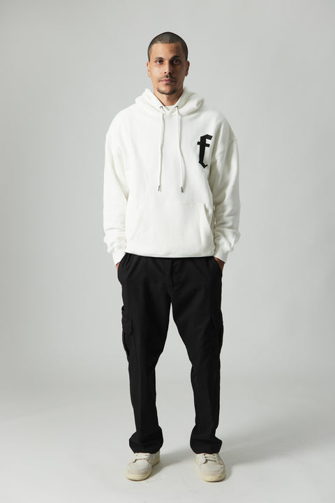 Mens White F Hoodie